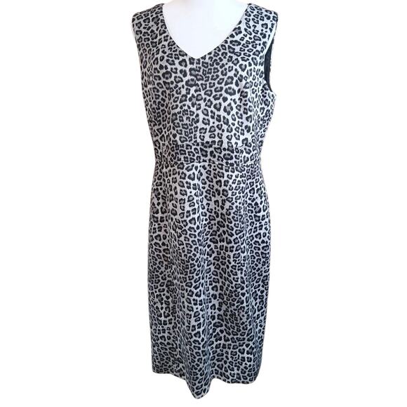 KASPER Sheath Dress‎ 12 Scuba Knit Animal Print Work Career Special Event Guest - Picture 2 of 13